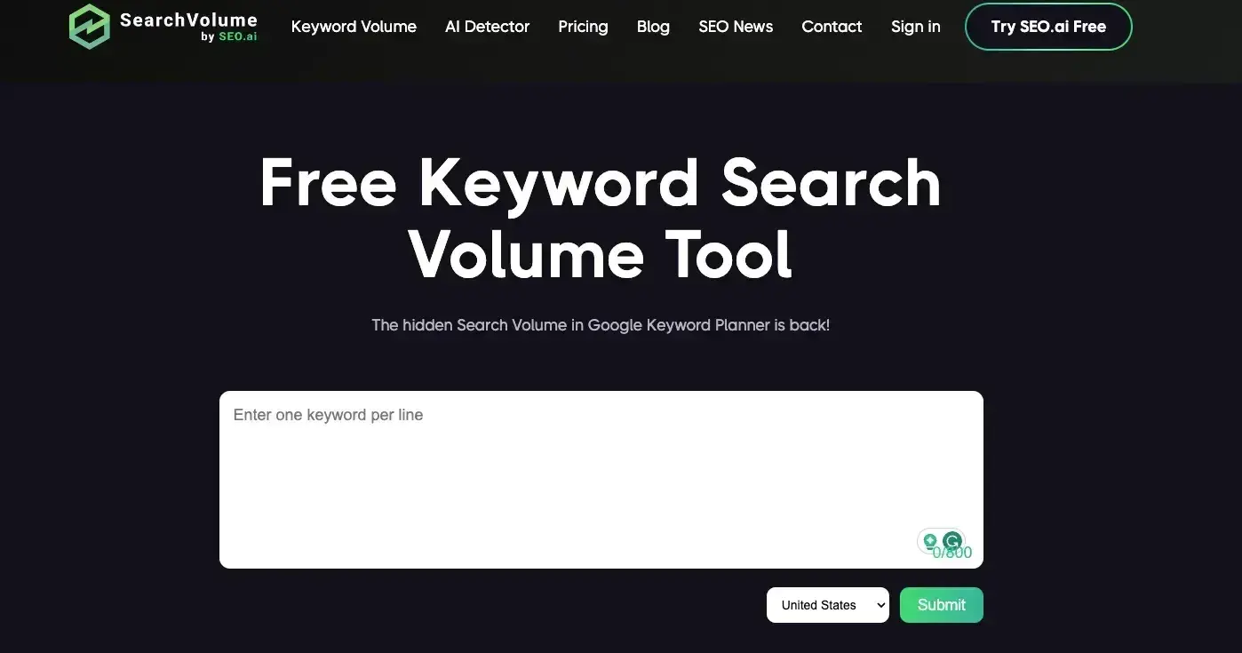 use searchvolume.io to get monthly search volume with the click of a button.