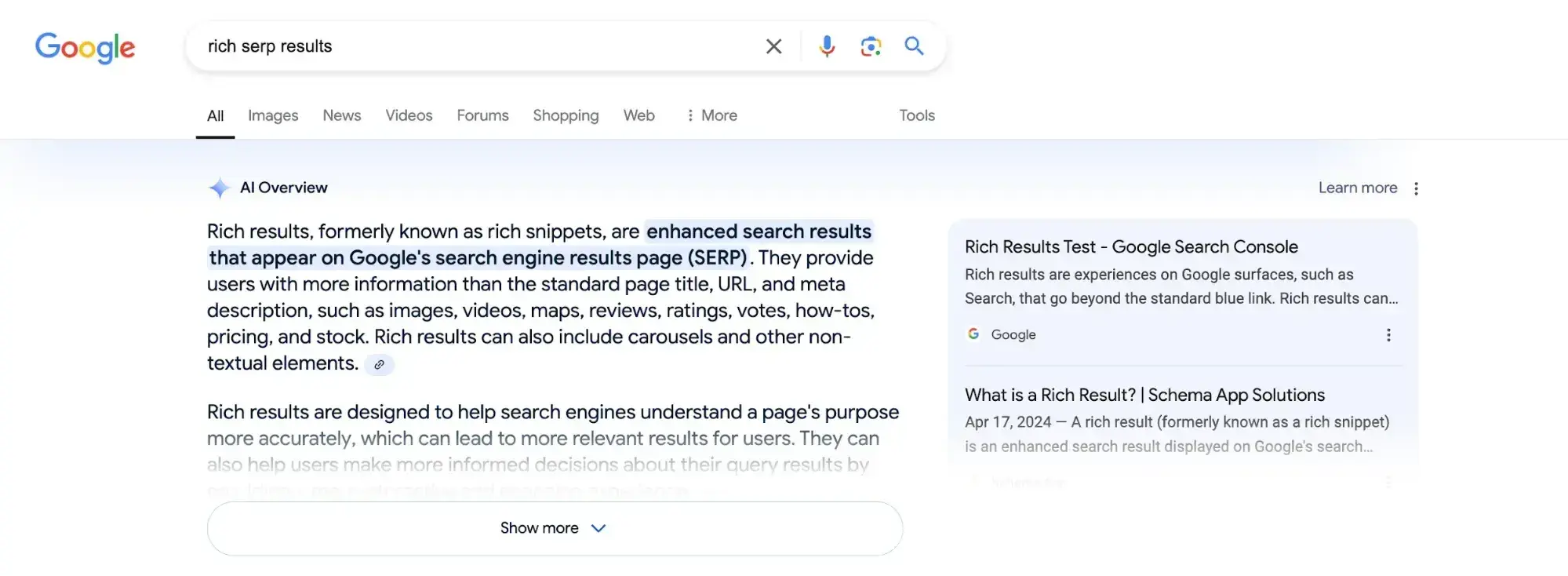 keyword research: screen grab of ai overviews on google