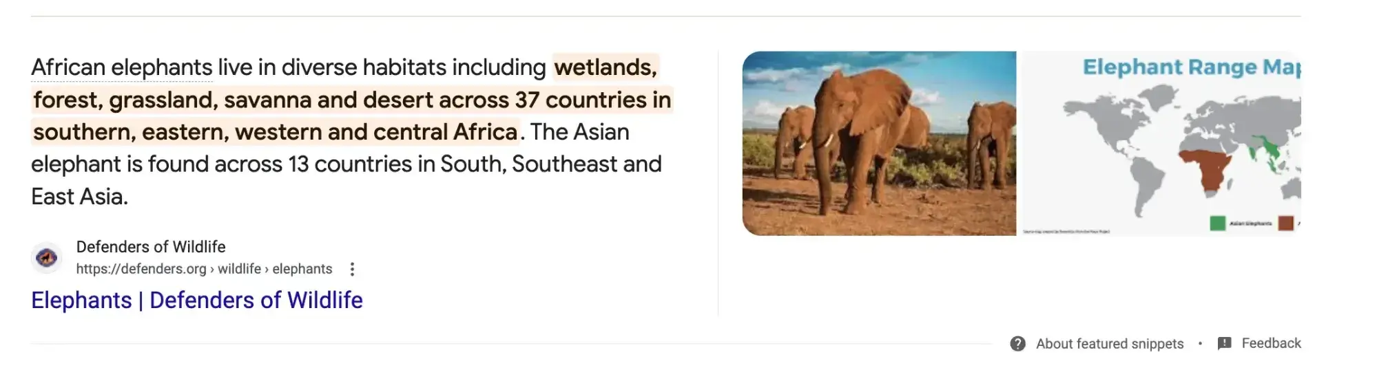keyword research: screengrab of paragraph snippets