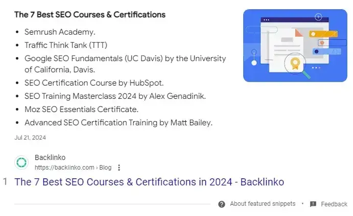 screen grab of list snippets