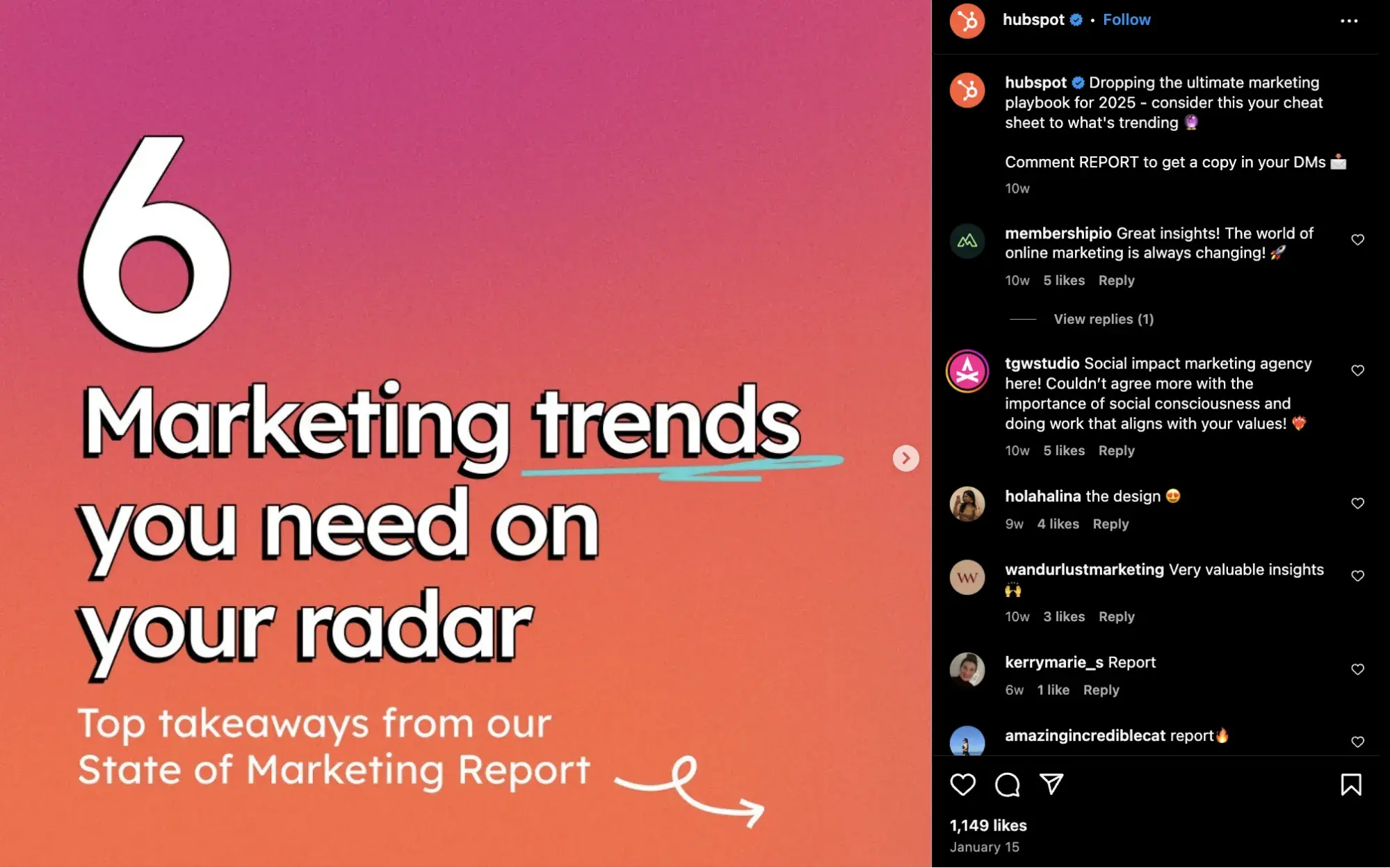 social media marketing, hubspot on instagram