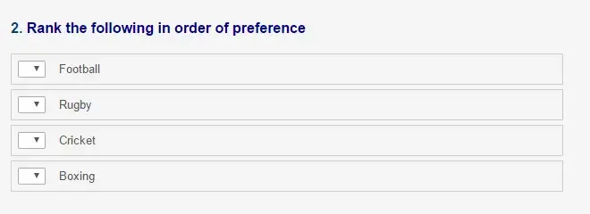 close-ended survey question, ranking questions