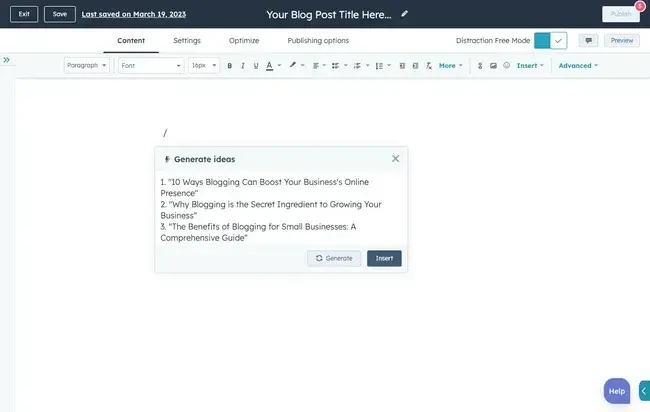 hubspot ai content assistant for digital marketing