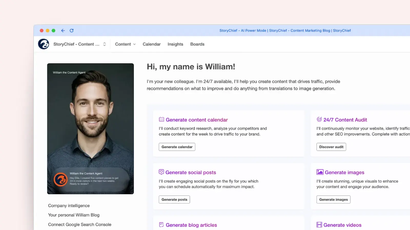 Examples of AI in Digital Marketing: StoryChief AI marketing agent