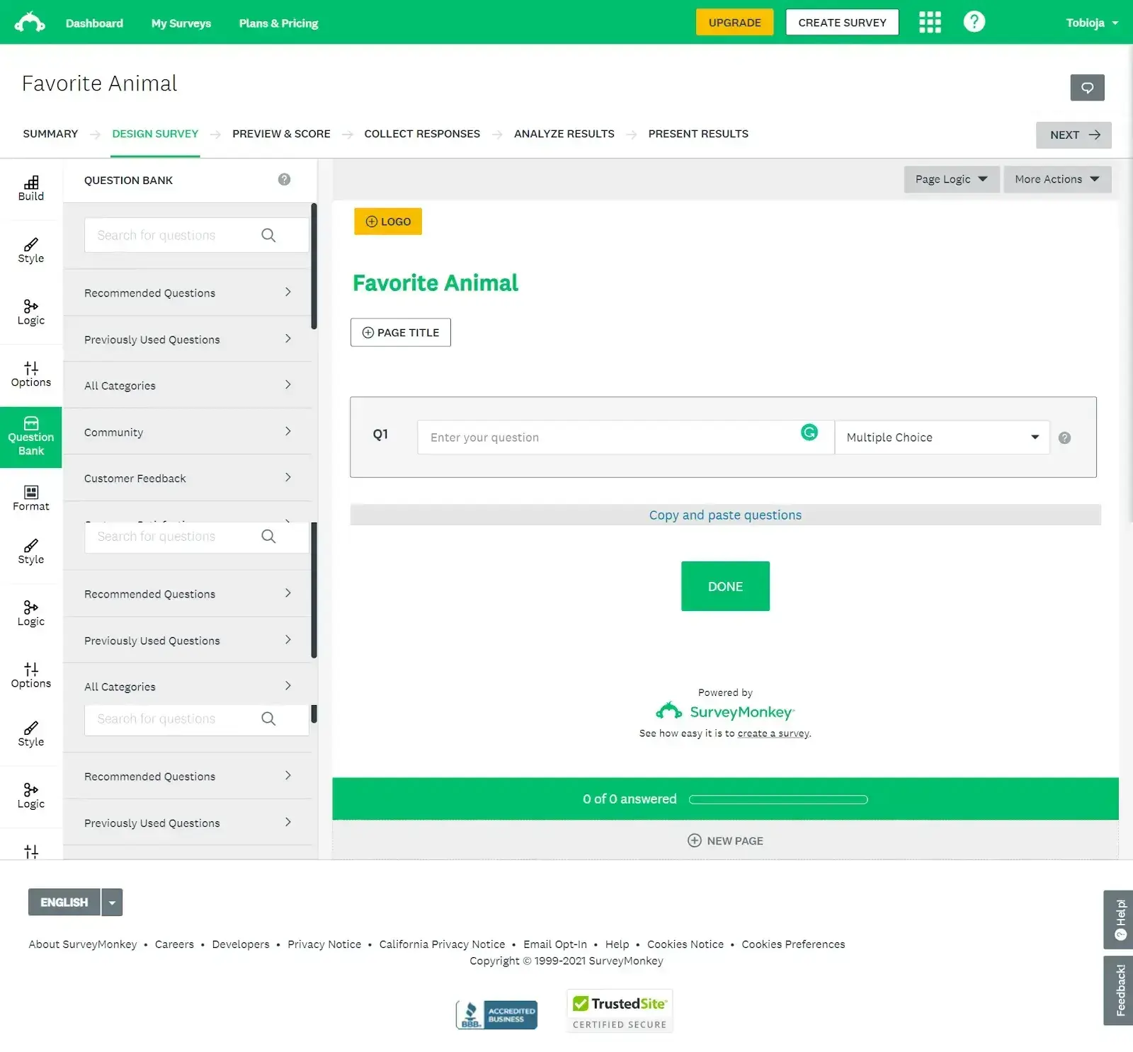 creating a survey with surveymonkey