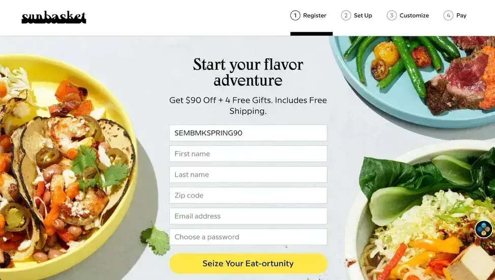 landing page examples: sunbasket