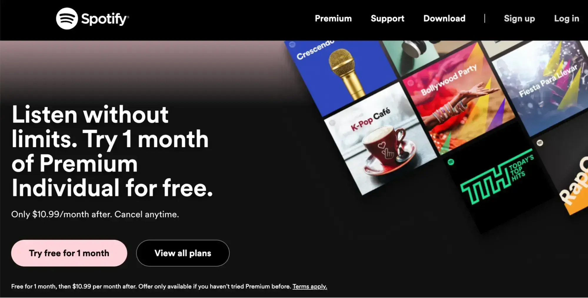 landing page examples: spotify