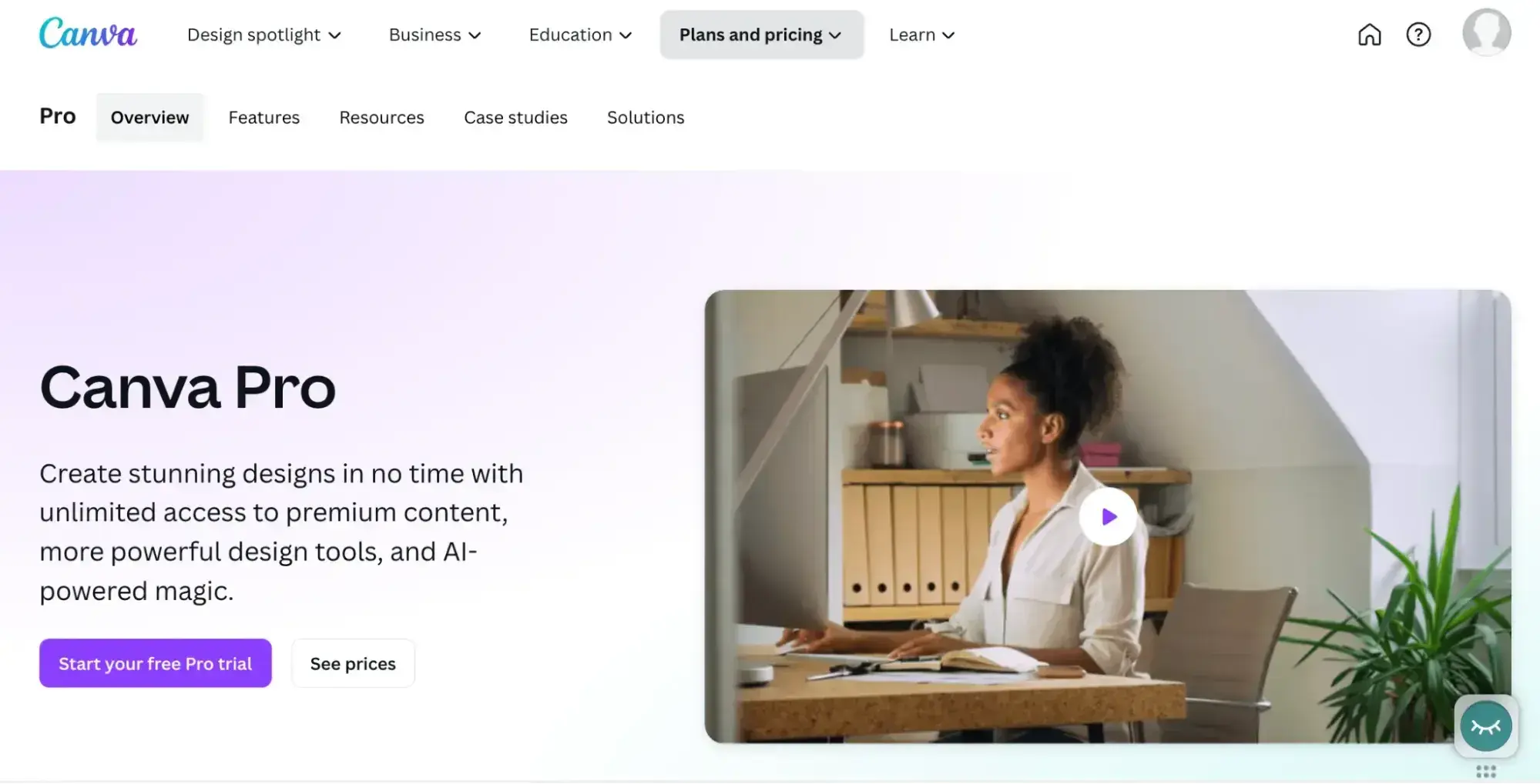 landing page examples: canva