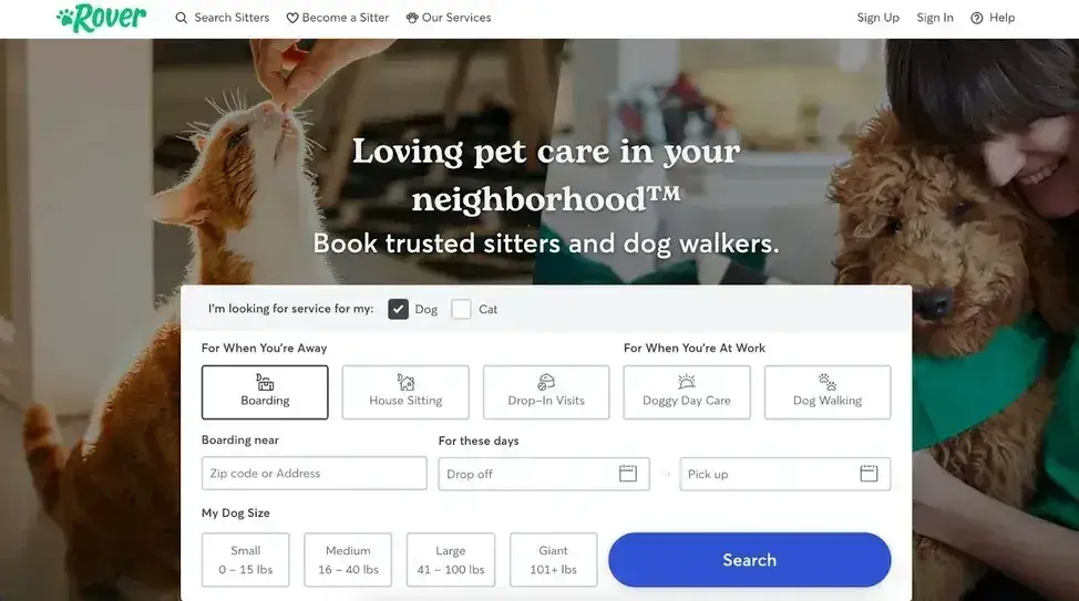 landing page examples: rover