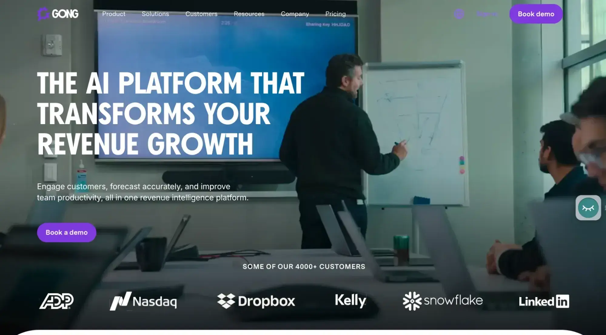 landing page examples: gong