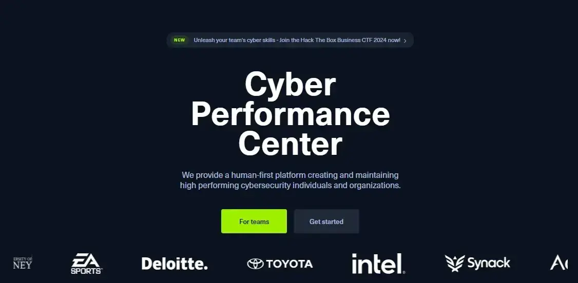 landing page examples: hack the box