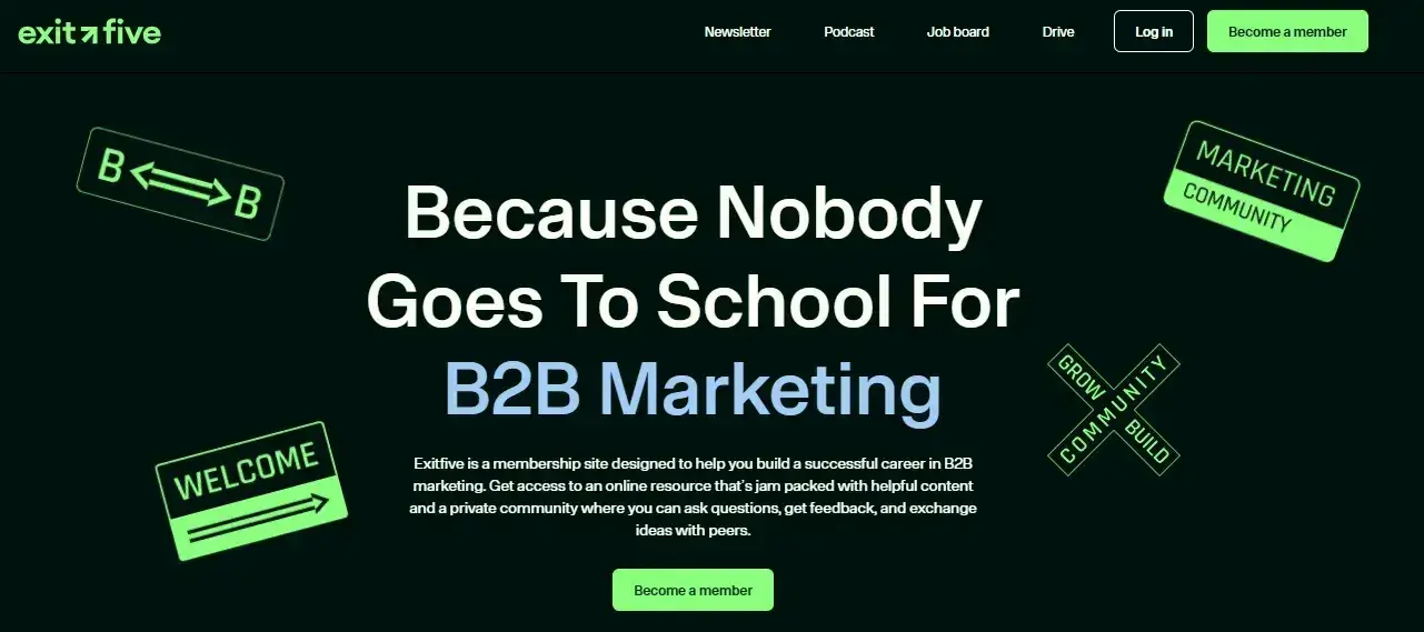 landing page examples: exitfiveby