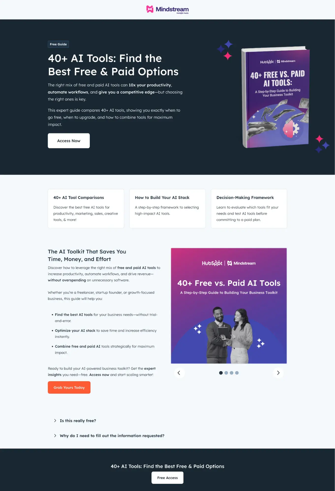landing page examples: hubspot’s ai tools free guide