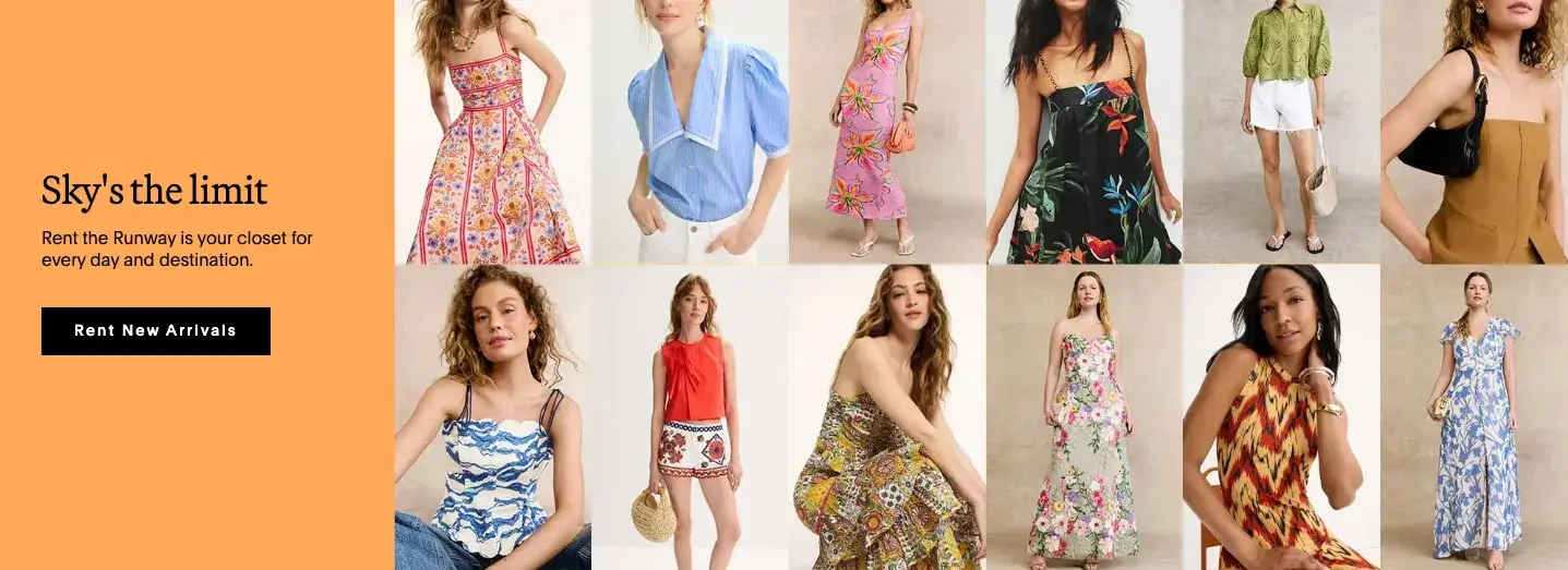 rent the runway marketing, website homepage
