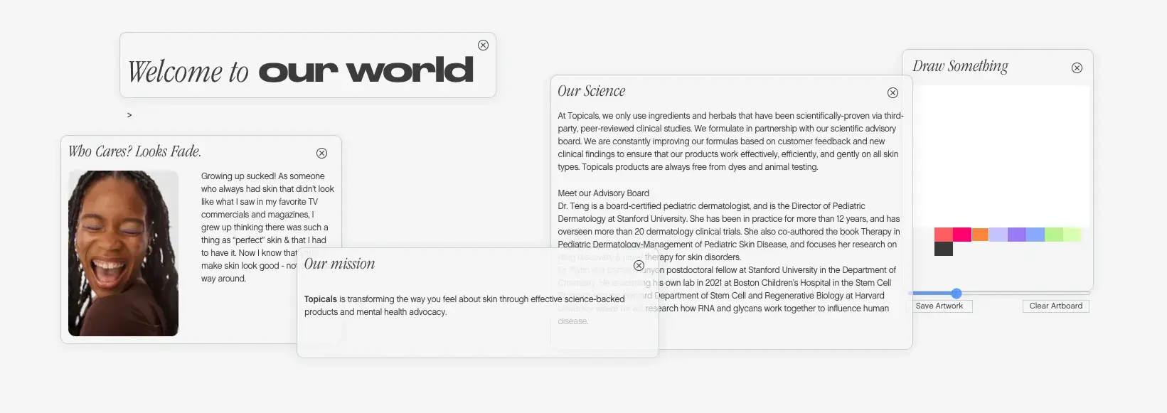 topical missions statement and about page