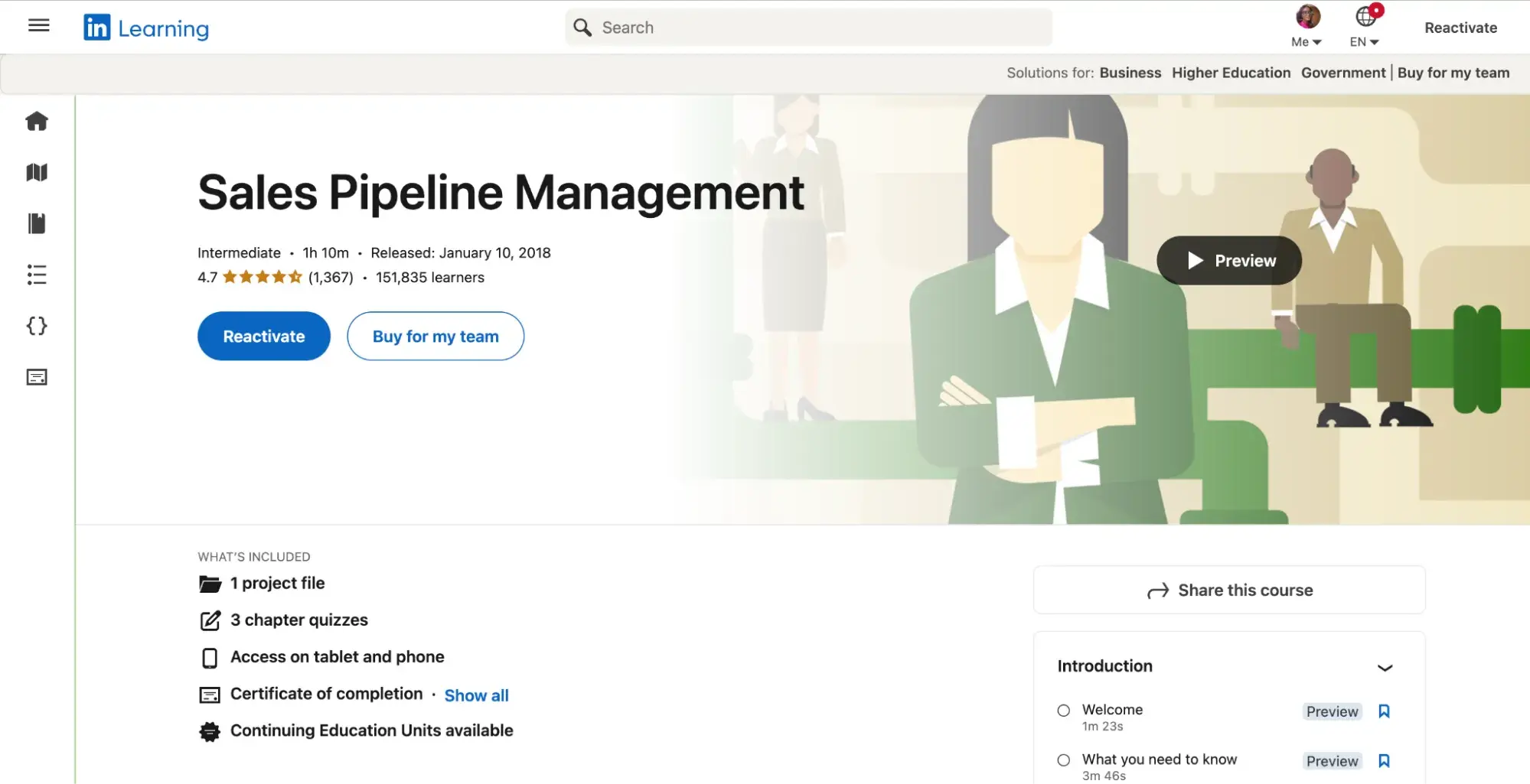 sales pipeline training, linkedin