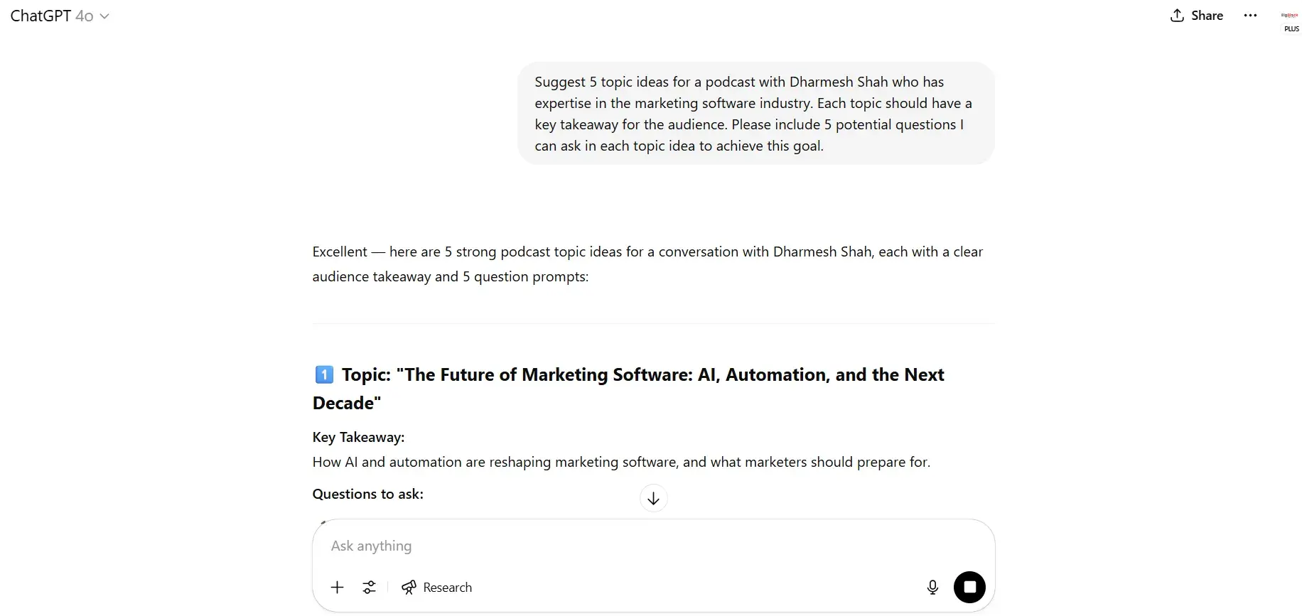 chatgpt prompts, prompt example for content creation and social media